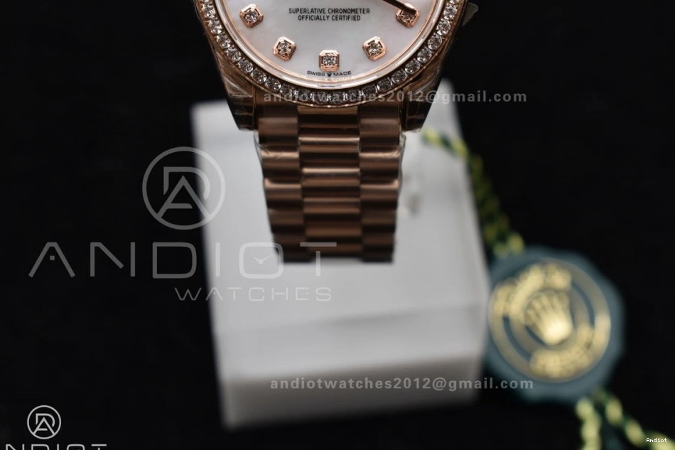 Full MOP 31 RG Sporty Sytle Diamond 551 Dial Case GSF Bracelet President On DateJust 278275 Ladies 316L Steel and 0704